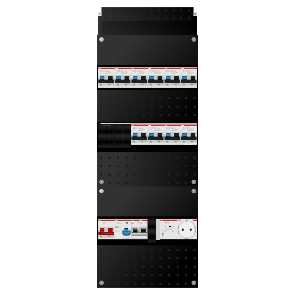 ABB Groepenkast 1 fase 10 alamat + beltrafo + wcd + kookgroep SN201