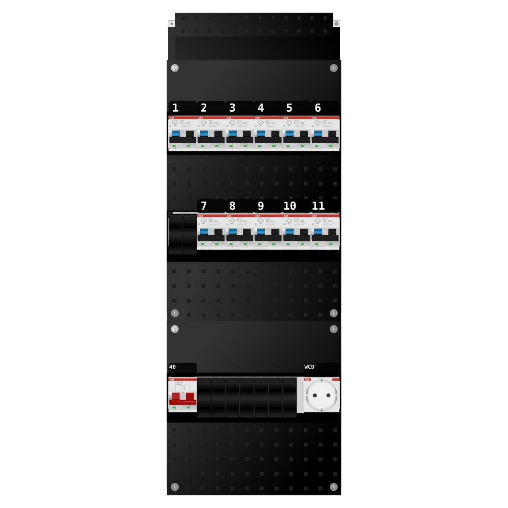 ABB Groepenkast 1 fase 11 alamat + wcd SN201