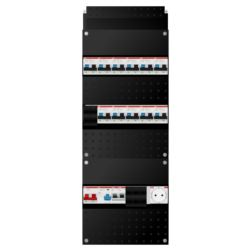ABB Groepenkast 1 fase 11 alamat + wcd + kookgroep SN201