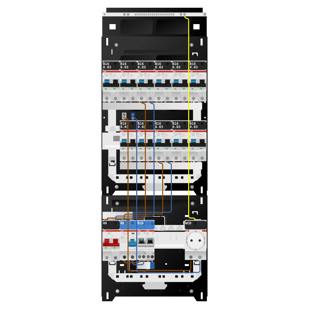 ABB Groepenkast 1 fase 11 alamat + wcd + kookgroep SN201