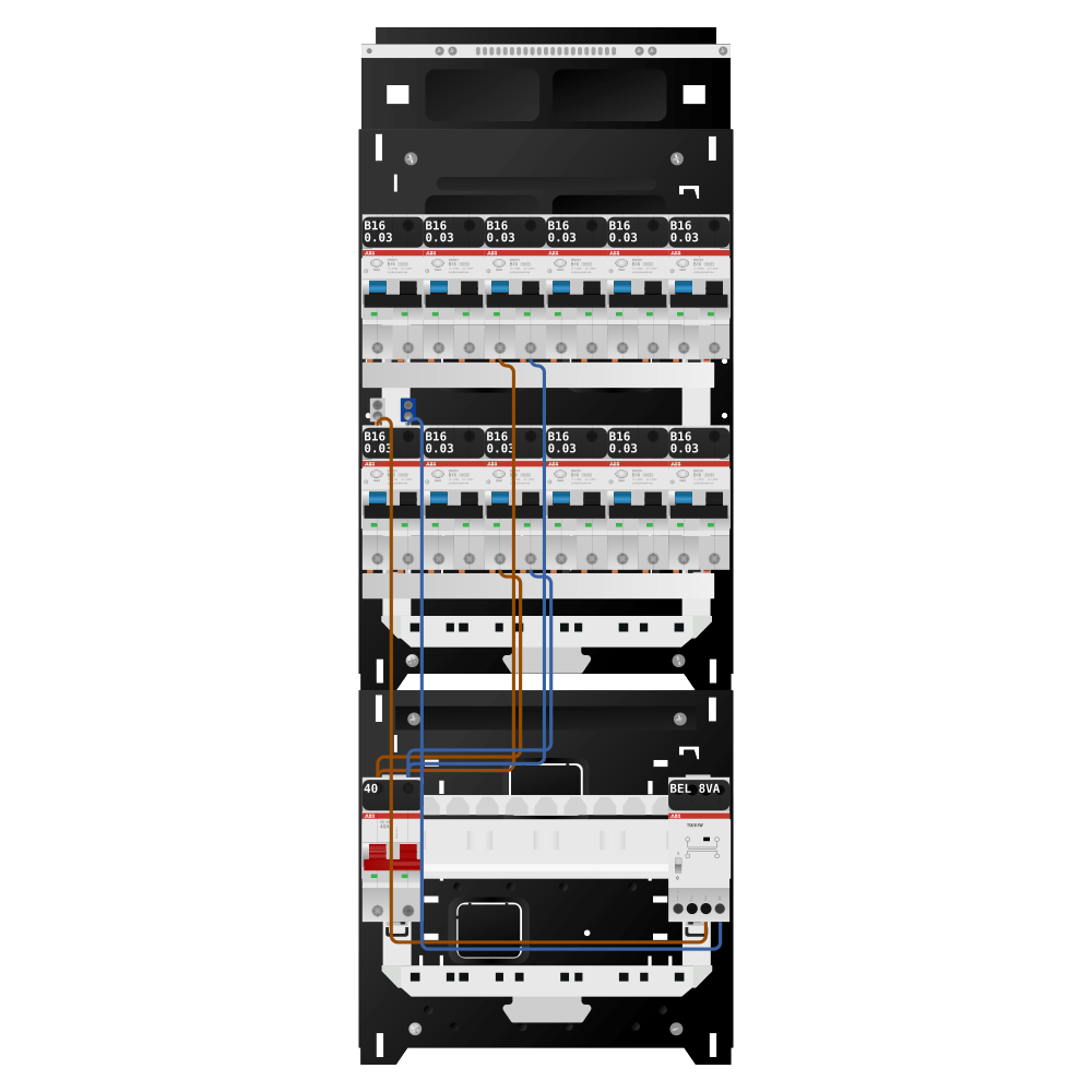 ABB Groepenkast 1 fase 12 alamat + beltrafo SN201