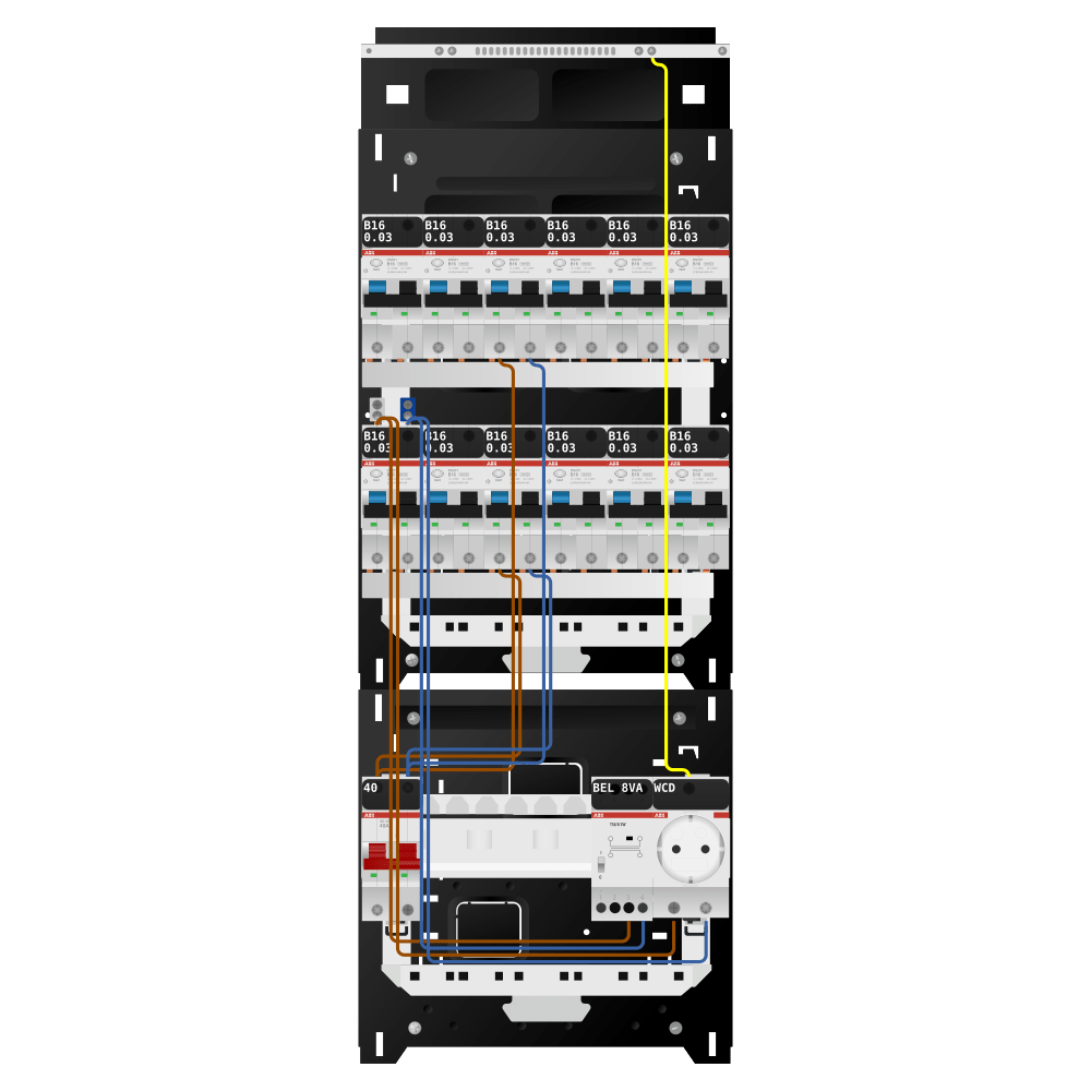 ABB Groepenkast 1 fase 12 alamat + beltrafo + wcd SN201