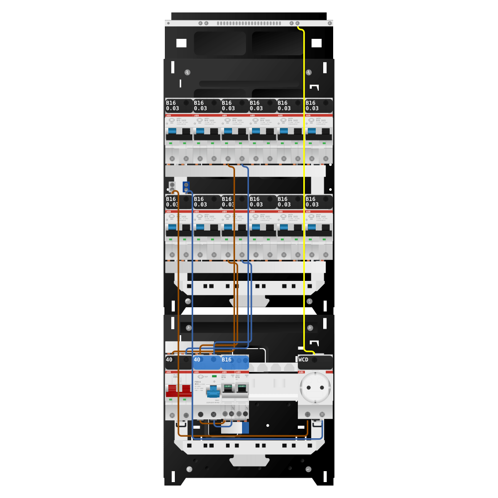 ABB Groepenkast 1 fase 12 alamat + wcd + kookgroep SN201
