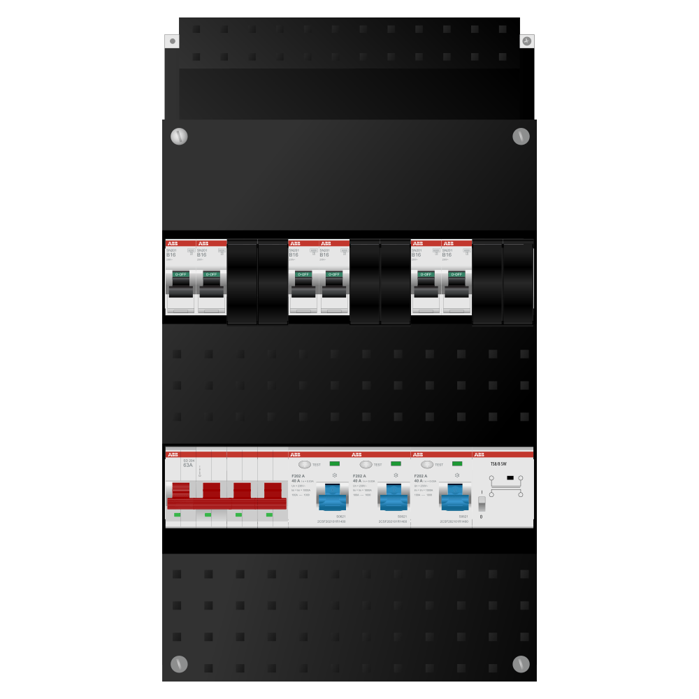 ABB Groepenkast 3 fase 6 groepen + beltrafo SN201
