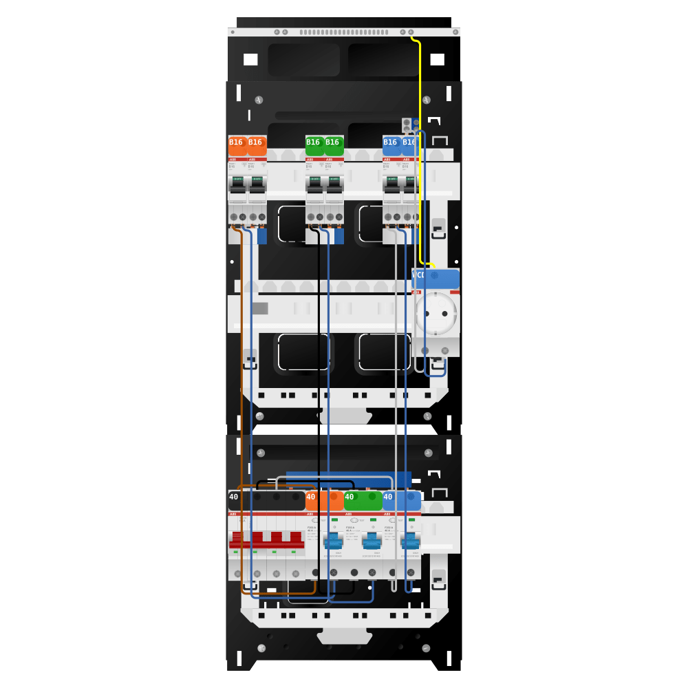 ABB Groepenkast 3 fase 6 groepen + wcd SN201