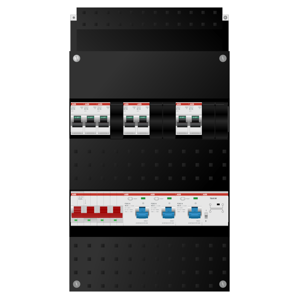ABB Groepenkast 3 fase 7 groepen + beltrafo SN201