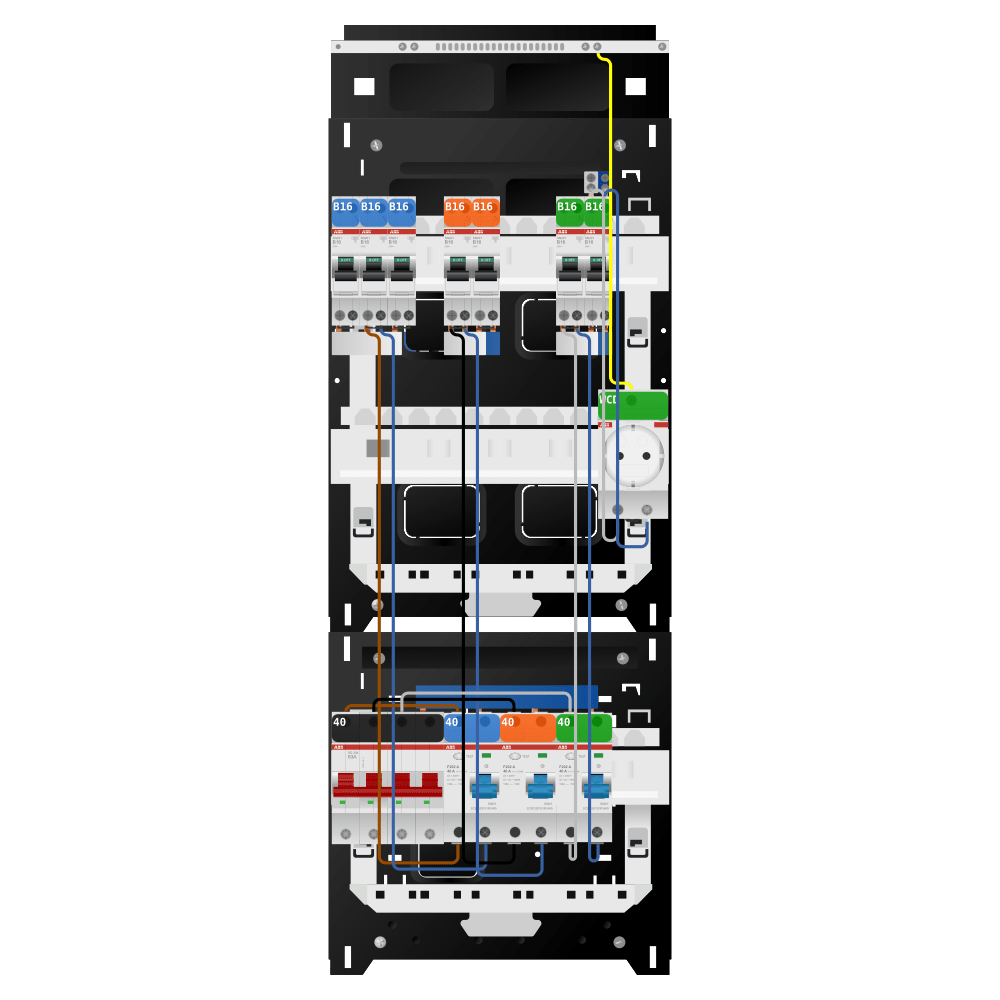 ABB Groepenkast 3 fase 7 groepen + wcd SN201