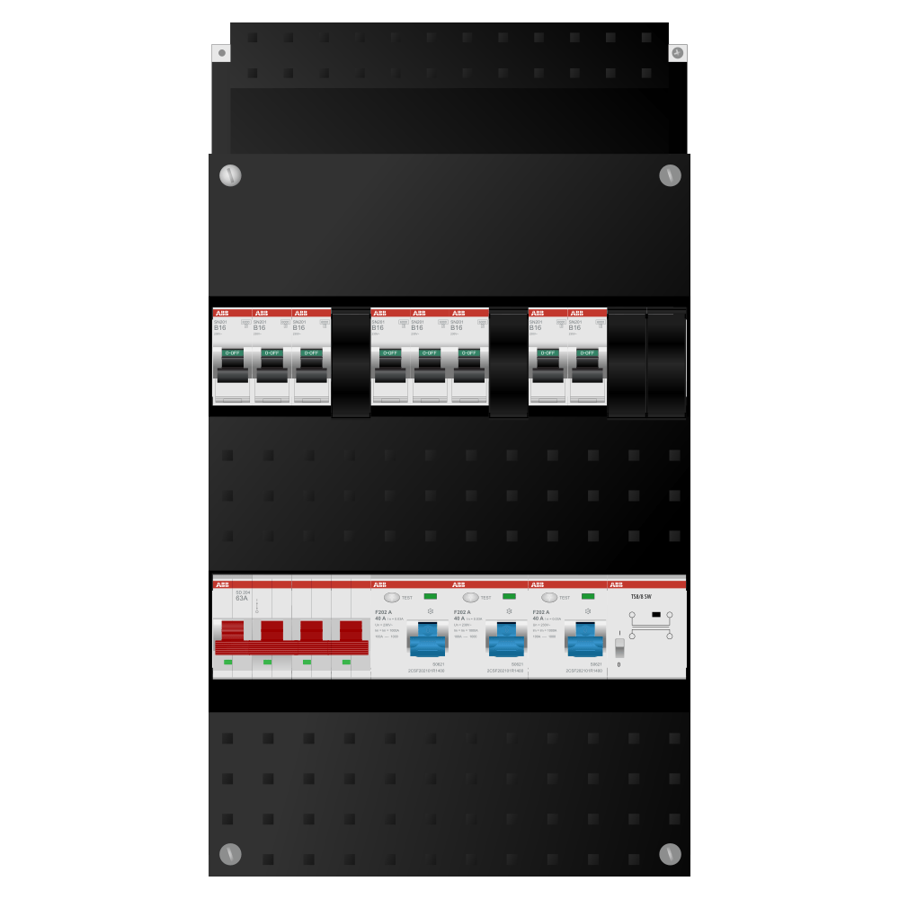 ABB Groepenkast 3 fase 8 groepen + beltrafo SN201