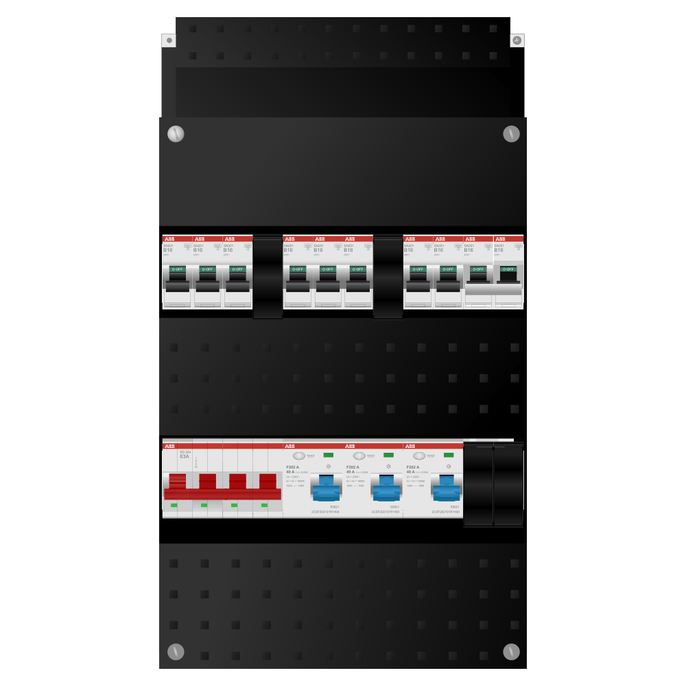 ABB Groepenkast 3 fase 8 groepen + kookgroep SN201