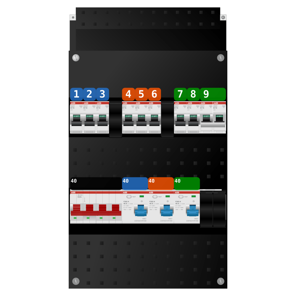 ABB Groepenkast 3 fase 8 groepen + kookgroep SN201