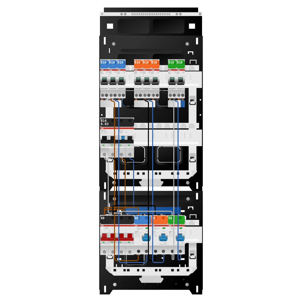 ABB Groepenkast 3 fase 8 groepen + kracht SN201