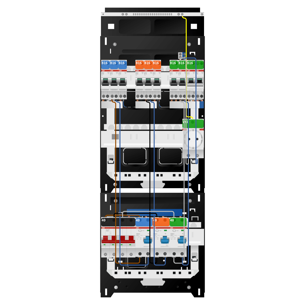 ABB Groepenkast 3 fase 8 groepen + wcd + kookgroep SN201