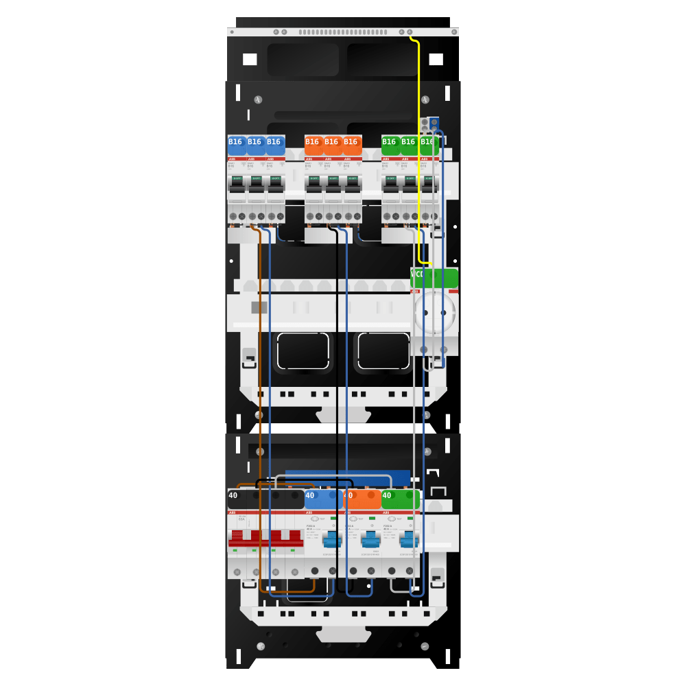 ABB Groepenkast 3 fase 9 groepen + wcd SN201