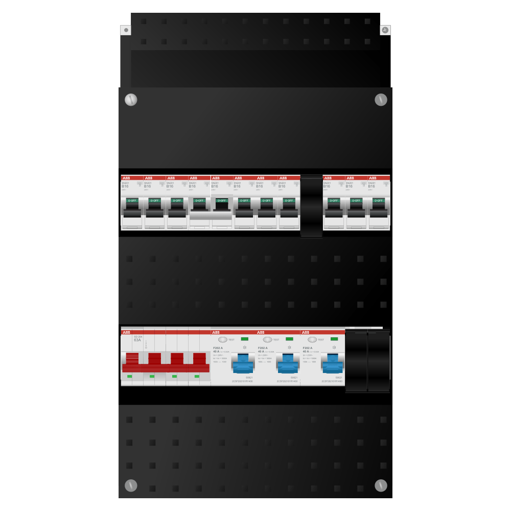 ABB Groepenkast 3 fase 9 groepen + kookgroep SN201