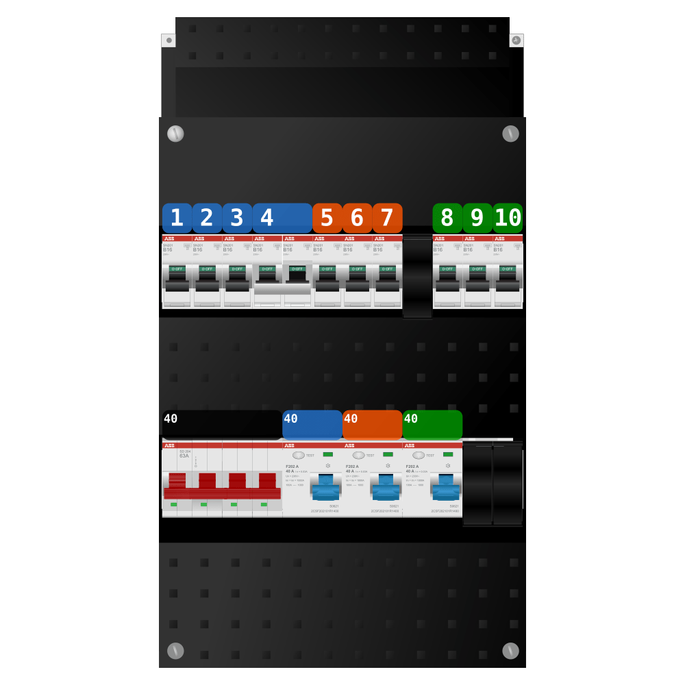 ABB Groepenkast 3 fase 9 groepen + kookgroep SN201