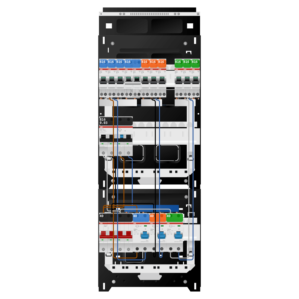 ABB Groepenkast 3 fase 9 groepen + kracht SN201