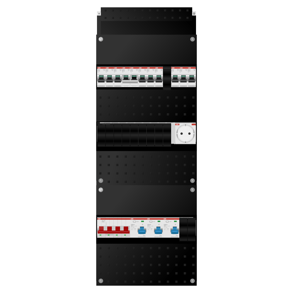 ABB Groepenkast 3 fase 9 groepen + wcd + kookgroep SN201