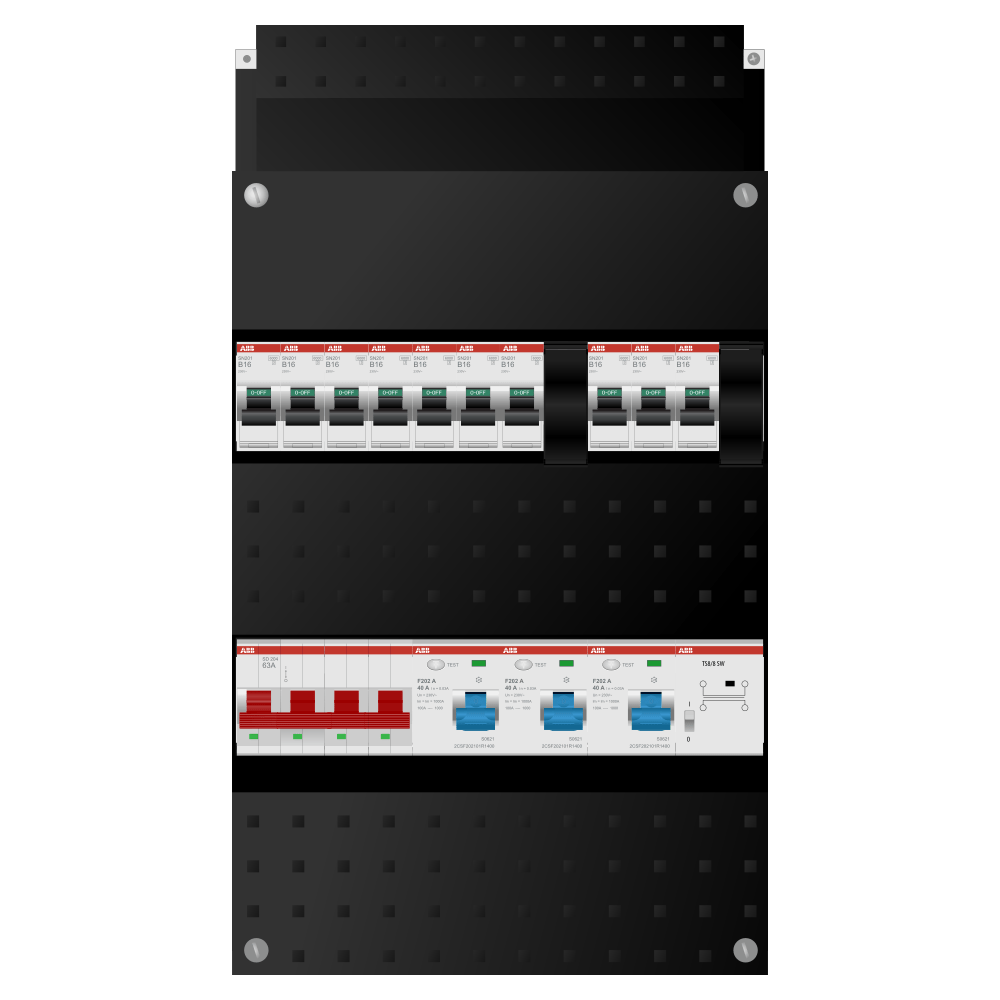 ABB Groepenkast 3 fase 10 groepen + beltrafo SN201