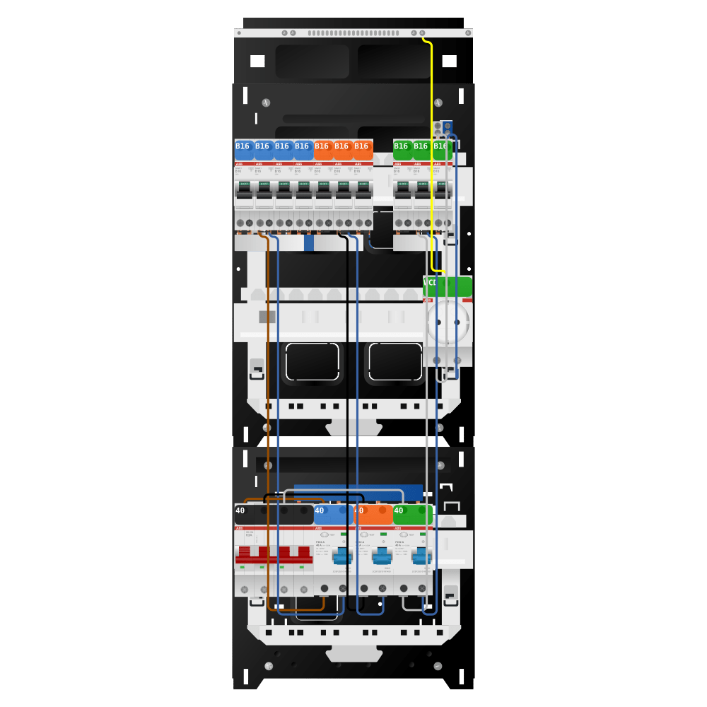 ABB Groepenkast 3 fase 10 groepen + wcd SN201