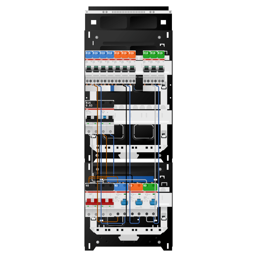ABB Groepenkast 3 fase 10 groepen + kracht SN201