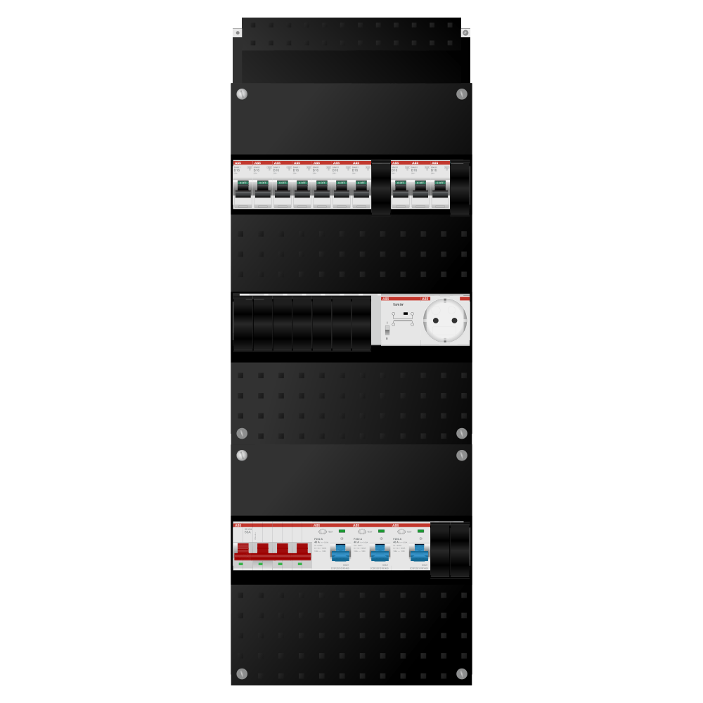 ABB Groepenkast 3 fase 10 groepen + beltrafo + wcd SN201