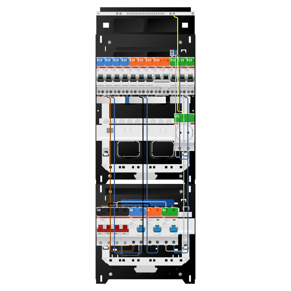 ABB Groepenkast 3 fase 10 groepen + wcd + kookgroep SN201