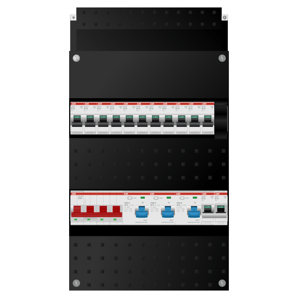 ABB Groepenkast 3 fase 11 groepen + kookgroep SN201