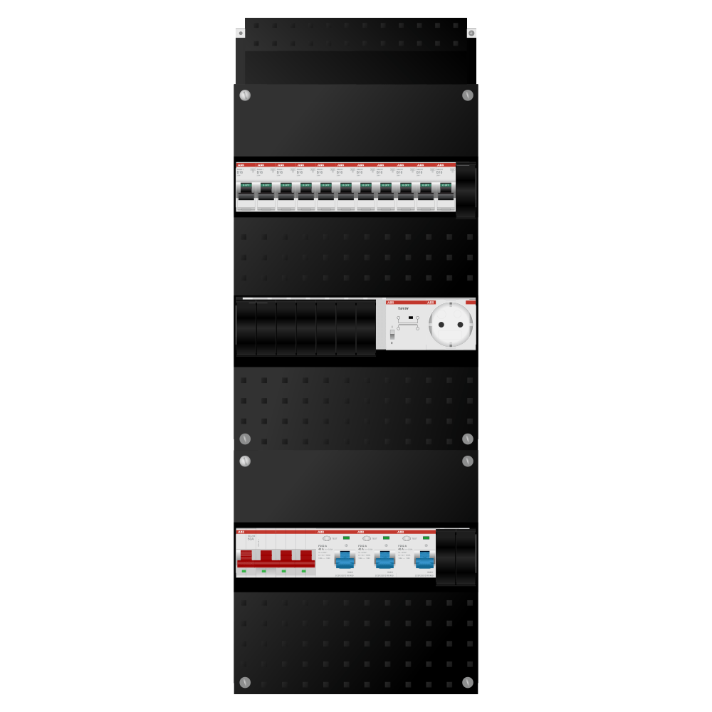 ABB Groepenkast 3 fase 11 groepen + beltrafo + wcd SN201