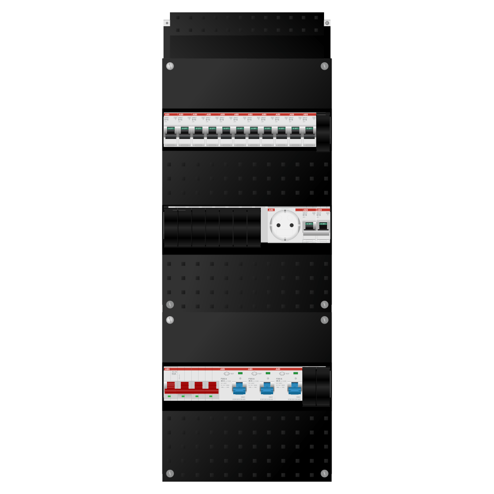 ABB Groepenkast 3 fase 11 groepen + wcd + kookgroep SN201