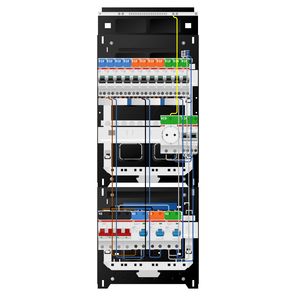 ABB Groepenkast 3 fase 11 groepen + wcd + kookgroep SN201