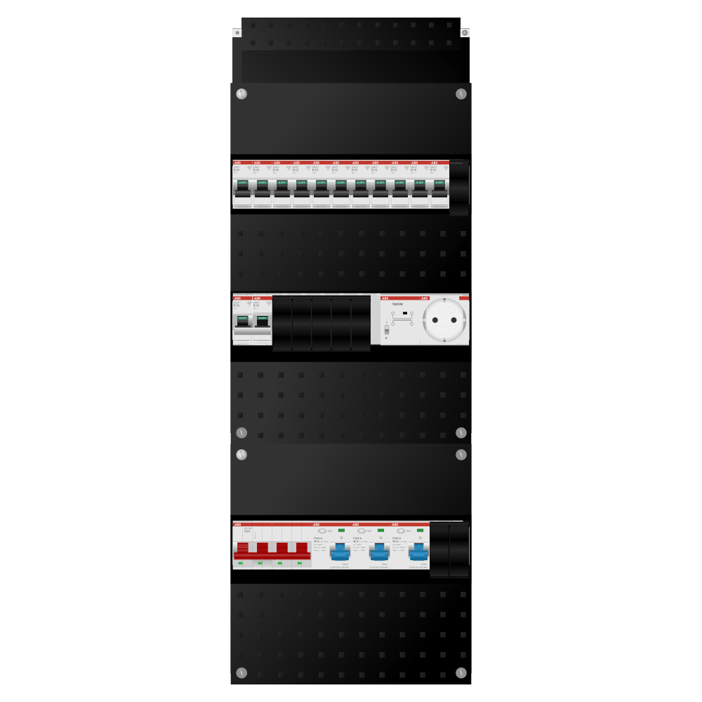 ABB Groepenkast 3 fase 11 groepen + beltrafo + wcd + kookgroep SN201