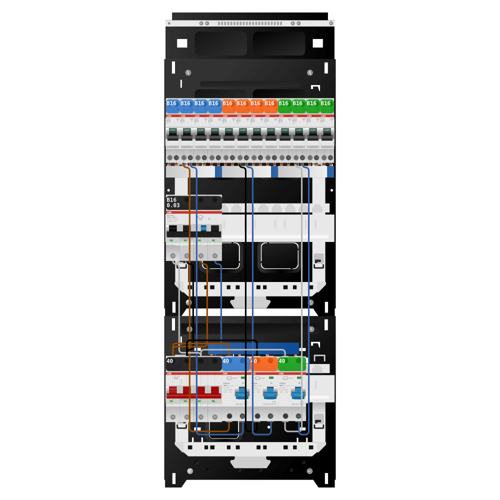 ABB Groepenkast 3 fase 12 groepen + kracht SN201