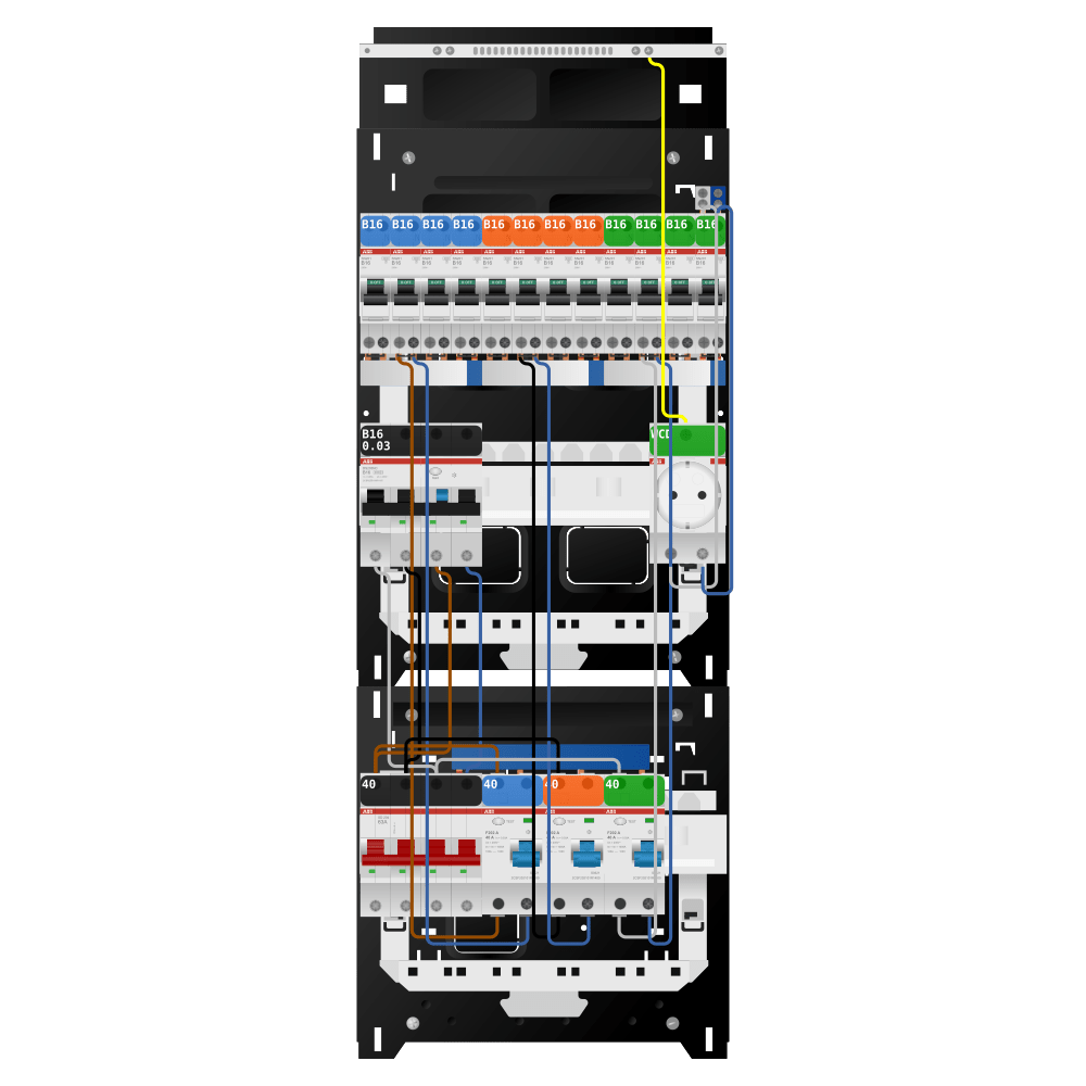 ABB Groepenkast 3 fase 12 groepen + wcd + kracht SN201