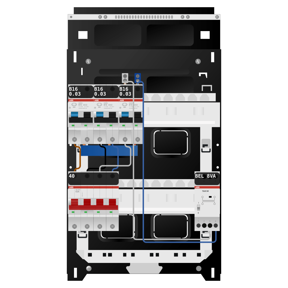 ABB Groepenkast 3 fase 3 alamat + beltrafo SN201