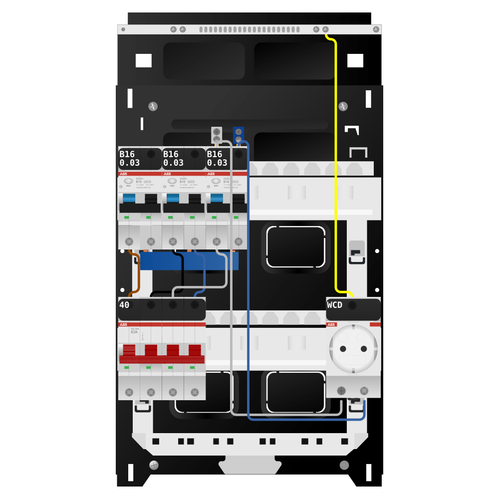 ABB Groepenkast 3 fase 3 alamat + wcd SN201