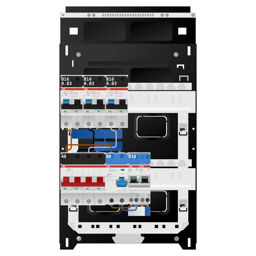 ABB Groepenkast 3 fase 3 alamat + kookgroep SN201