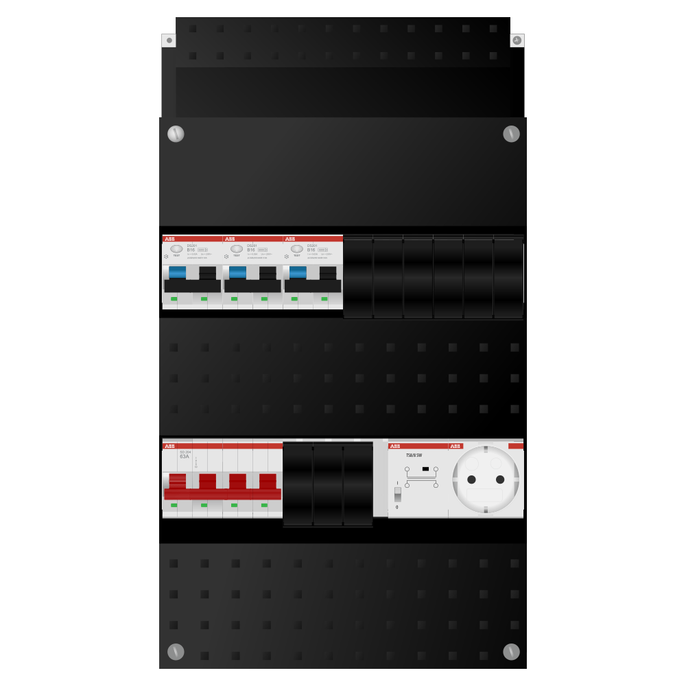 ABB Groepenkast 3 fase 3 alamat + beltrafo + wcd SN201