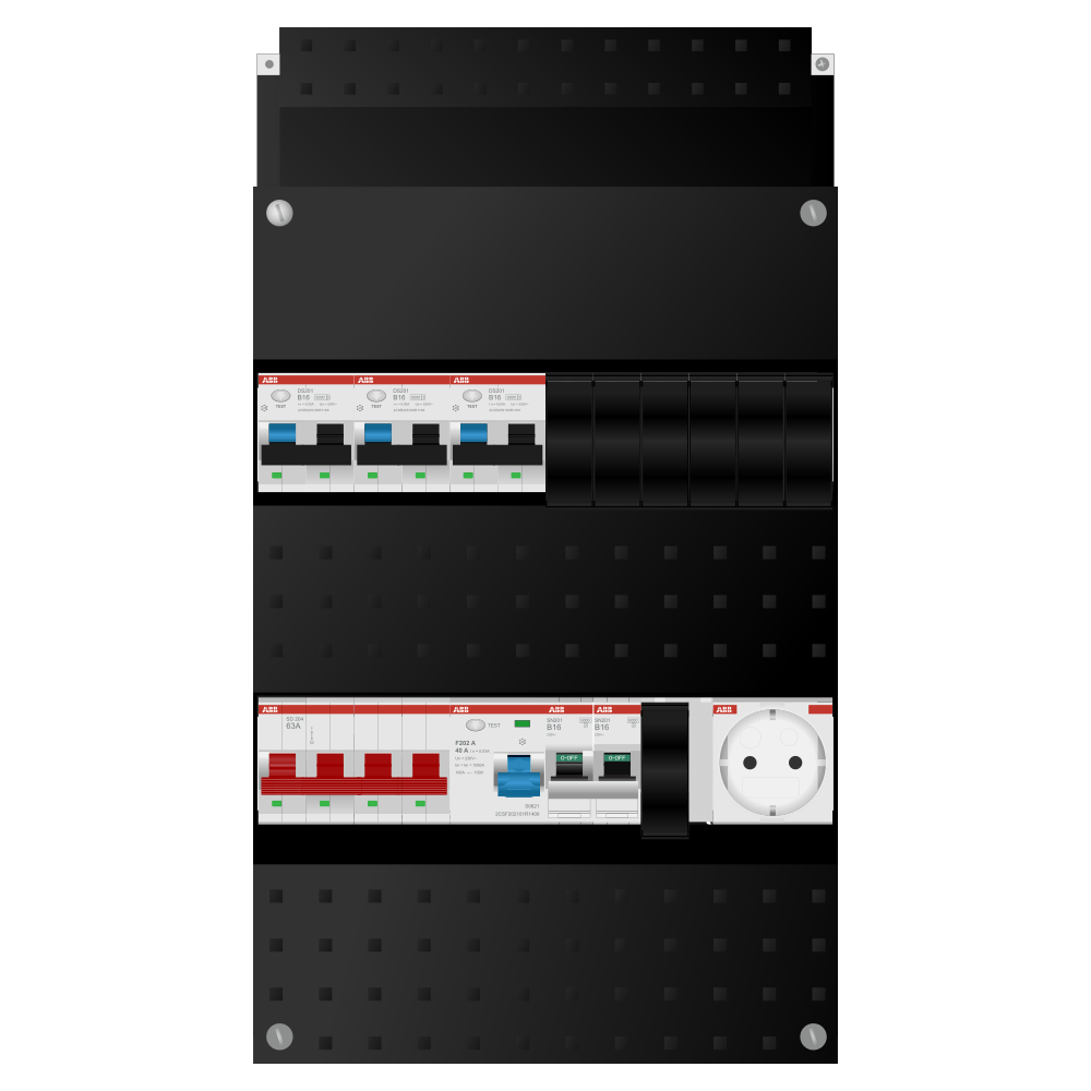 ABB Groepenkast 3 fase 3 alamat + wcd + kookgroep SN201