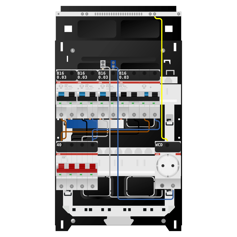 ABB Groepenkast 3 fase 3 alamat + wcd + kracht SN201