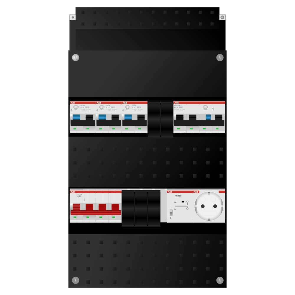 ABB Groepenkast 3 fase 3 alamat + beltrafo + wcd + kracht SN201