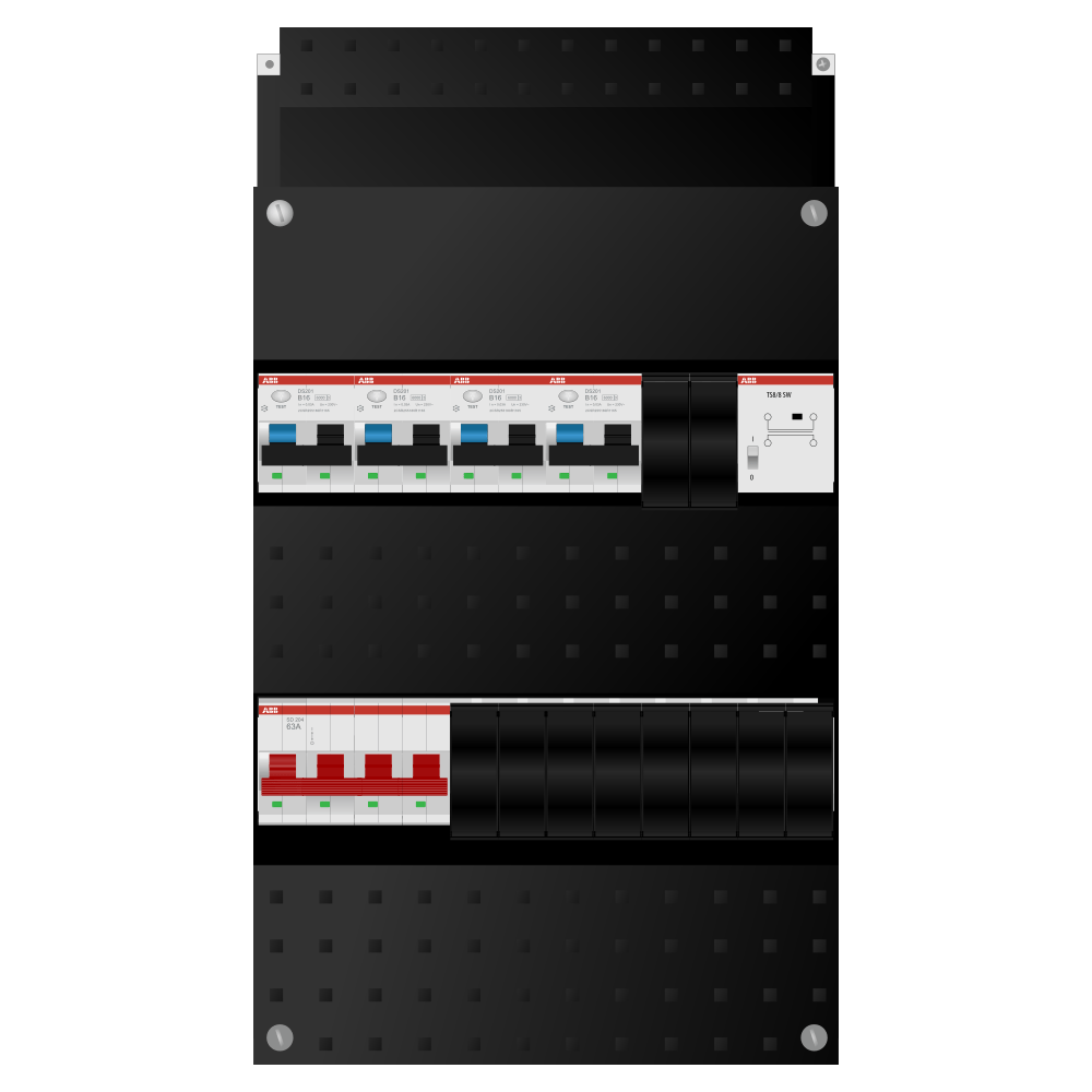 ABB Groepenkast 3 fase 4 alamat + beltrafo SN201