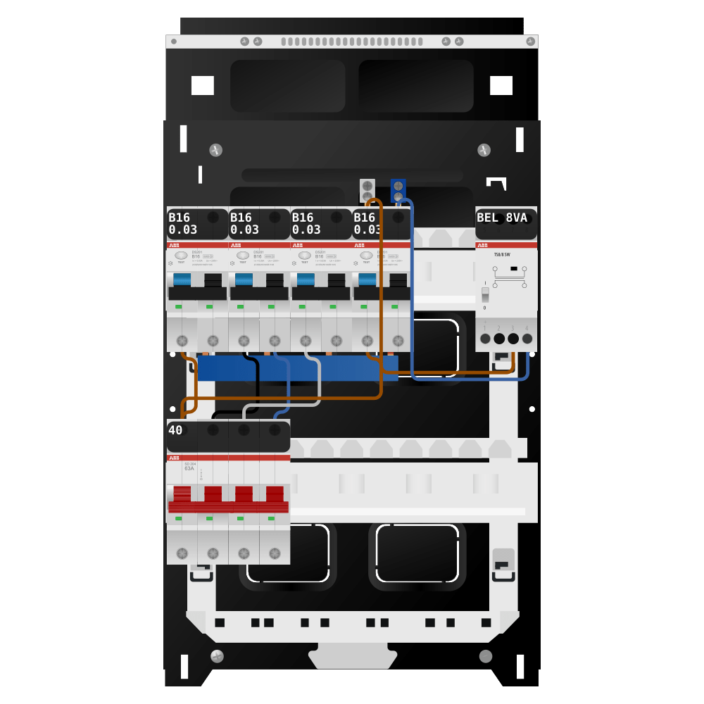 ABB Groepenkast 3 fase 4 alamat + beltrafo SN201