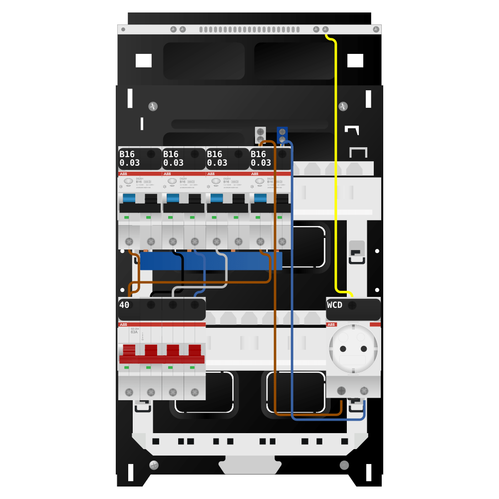ABB Groepenkast 3 fase 4 alamat + wcd SN201