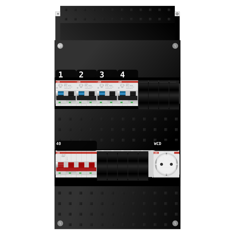 ABB Groepenkast 3 fase 4 alamat + wcd SN201