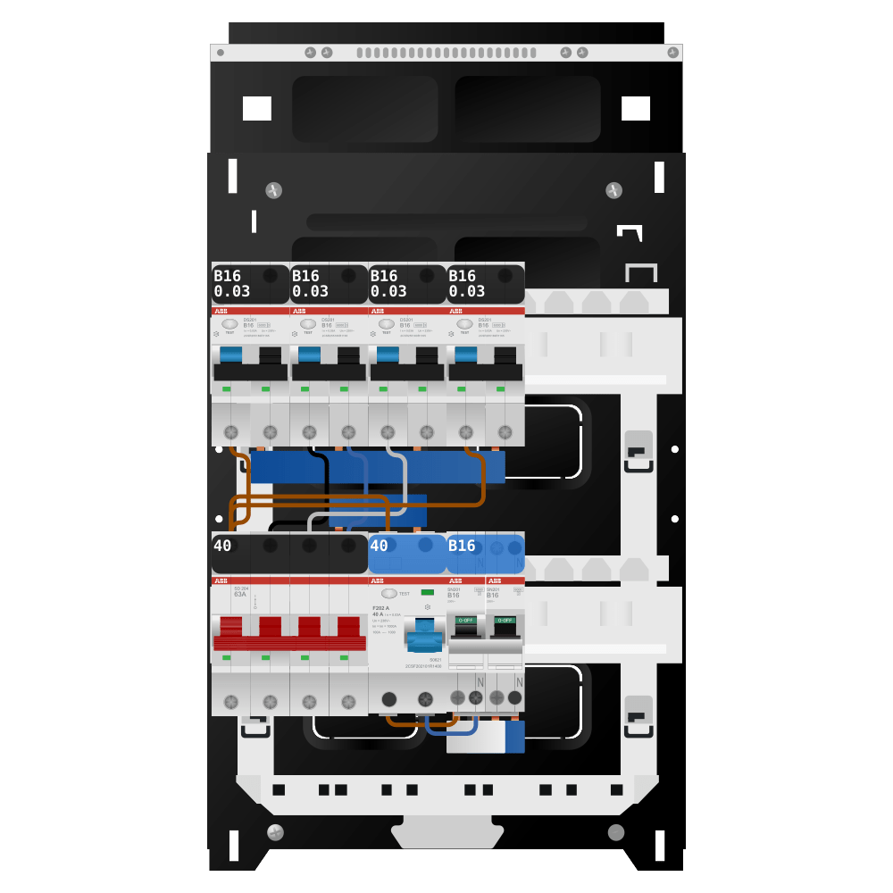 ABB Groepenkast 3 fase 4 alamat + kookgroep SN201