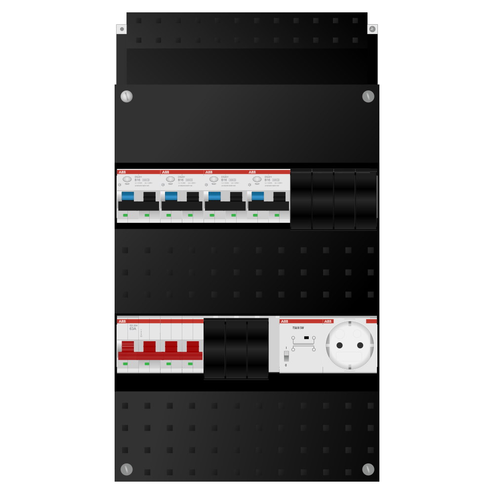 ABB Groepenkast 3 fase 4 alamat + beltrafo + wcd SN201