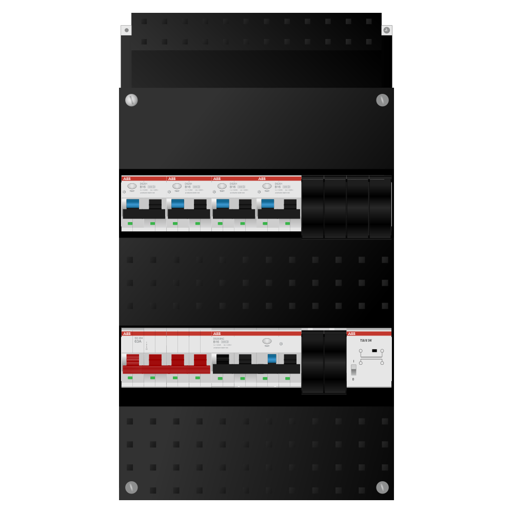 ABB Groepenkast 3 fase 4 alamat + beltrafo + kracht SN201