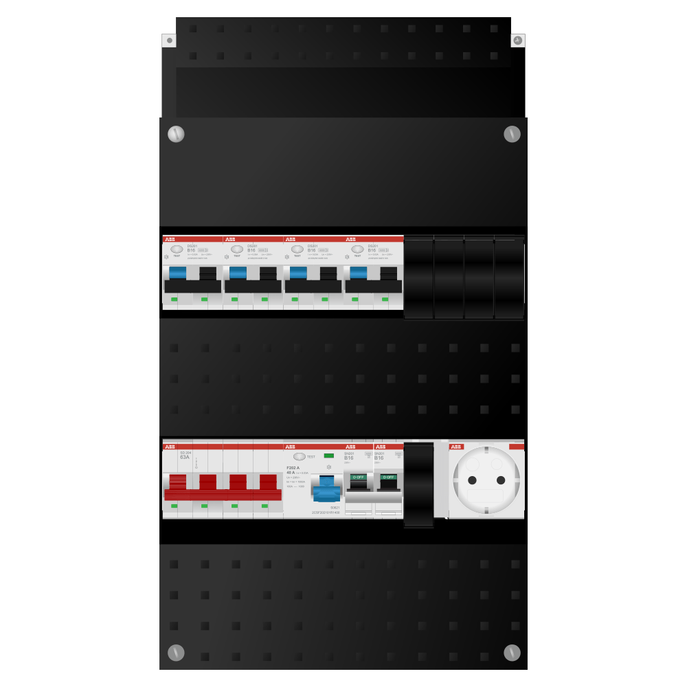ABB Groepenkast 3 fase 4 alamat + wcd + kookgroep SN201