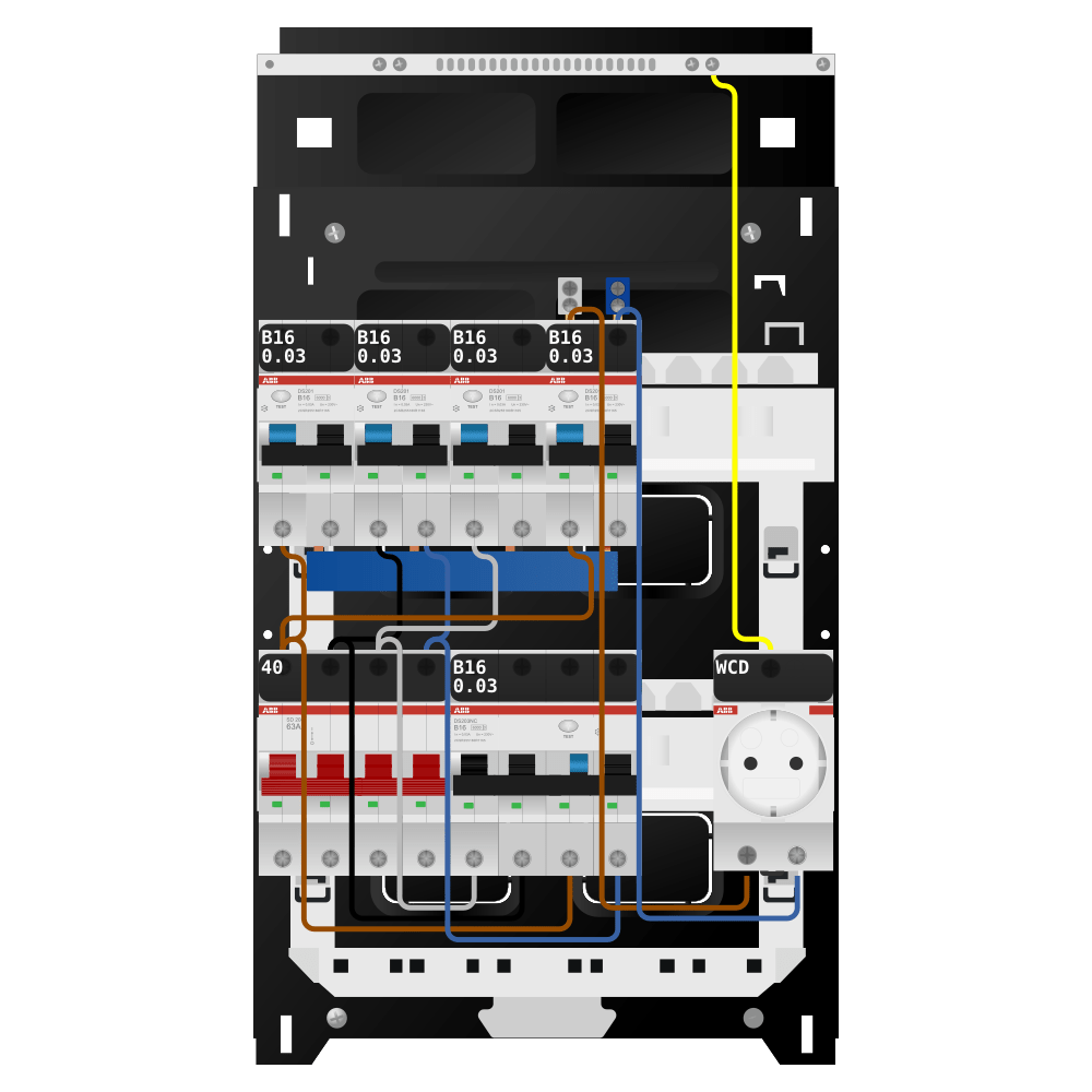 ABB Groepenkast 3 fase 4 alamat + wcd + kracht SN201