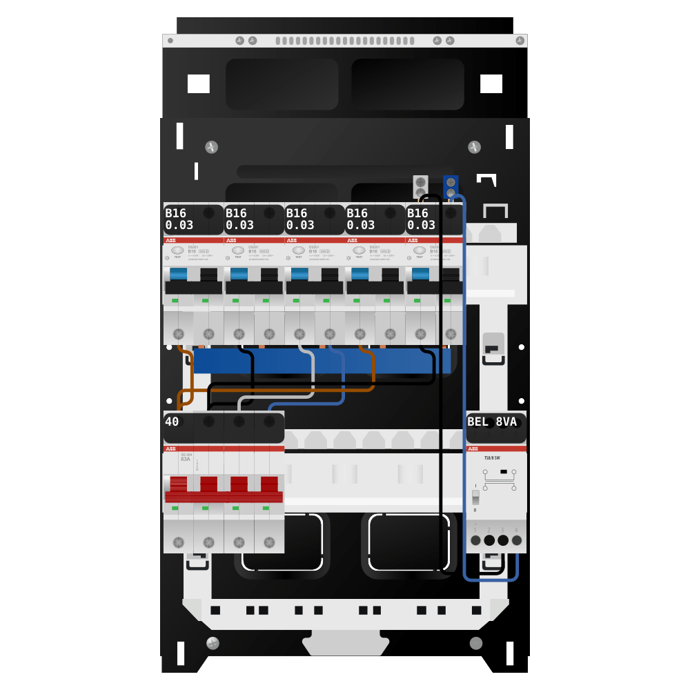 ABB Groepenkast 3 fase 5 alamat + beltrafo SN201